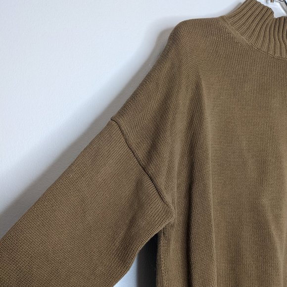 Everlane Brown Mock Neck Sweater Cotton Long Sleeve Size M - Picture 6 of 7